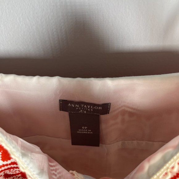 Ann Taylor Paisley Dress Red/White Spaghetti Straps Mini 100% Cotton Size 0P - Picture 2 of 8
